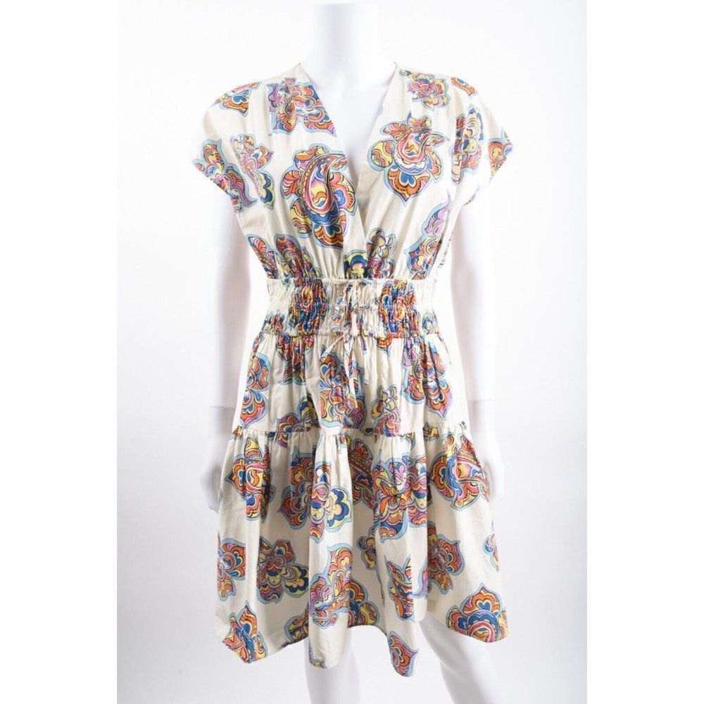 Derek Lam 10 Crosby Womens Tora Mini Dress Ivory Multi Floral Tiered Skirt NWT